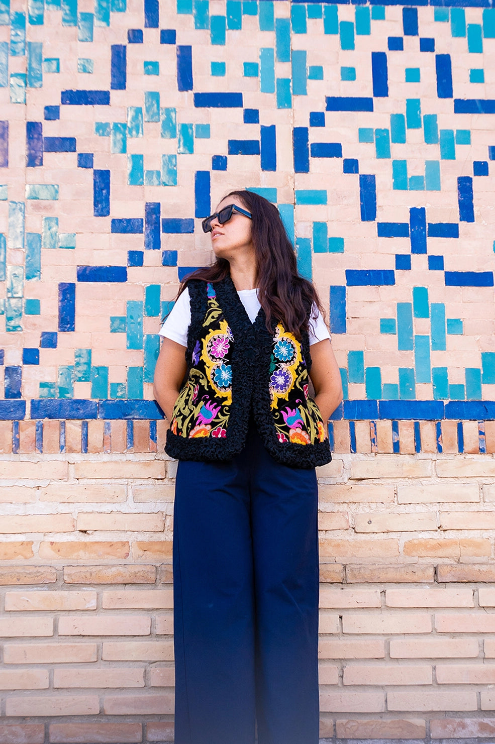 Suzani Weste aus upcyceltem Schaffell